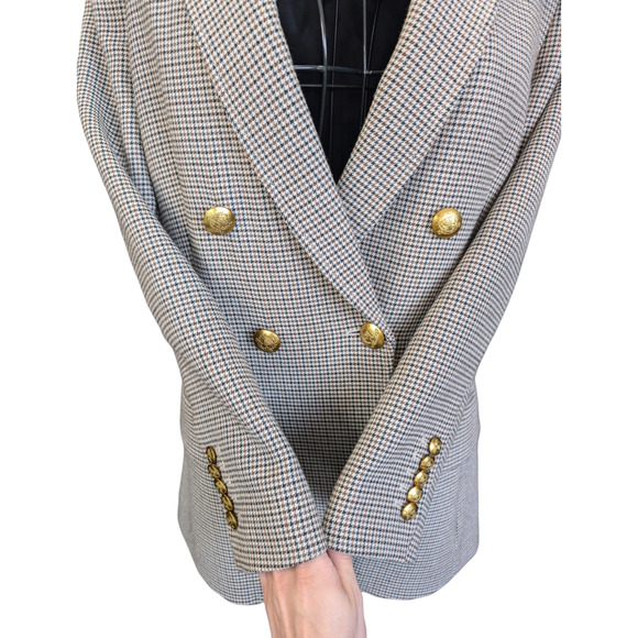 A.L.C. Sedgwick II Double Breasted Gold Button Houndstooth Tailored Blazer 8 - Picture 11 of 13